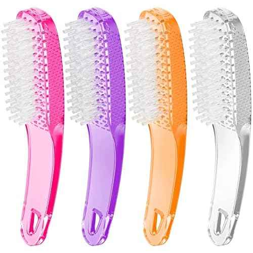Nail Brush for Cleaning Fingernails, 4Pack Handle Grip Nail Brushes Fingernail Brush for Cleaning Nail Scrub Brush for Toes and Nails Women Men (Color1)