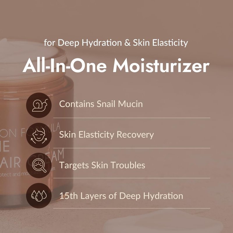 MIZON All-in-One Snail Repair Cream – Korean Face Moisturizer with Snail Mucin 12 Natural Extracts Hydrating & Nourishing Cream for Fine Lines Wrinkles & Blemish Care – Big Size(4.06 fl oz)