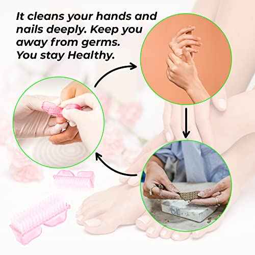 4 Pcs Nail Brush for daily Use - 4 Different Kinds of Fingernail brush with Plastic Handle Nail brush for cleaning Fingernails - Easy to use Nail Scrub brush - Nail Cleaner Nail brushes for Hands Feet