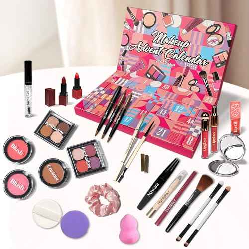 Makeup Advent Calendar 2025 Teen Girls Women Beauty Make Up Advent Calendar, 24 Days 2025 Christmas Countdown Full Makeup Kits Beauty Skincare Sets Gifts For Teen Girls women