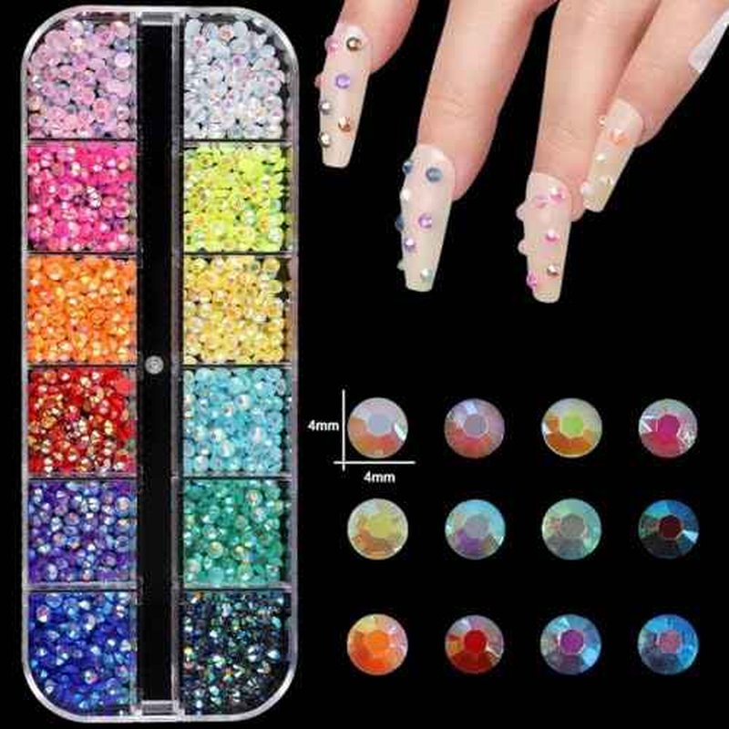 Nail Charms Art Kit with 30 Sheets Gold Nail Stickers and 6 Boxes of Nails Gems with Manicure Art Tools for 3D Nails Supplies DIY Charms and Rhinestones