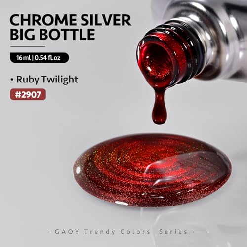 GAOY Red Cat Eye Gel Nail Polish, 16ml Glitter Holographic Nail Polish with Magnet, Reflective Translucent UV Gel, 2907 Ruby Twilight