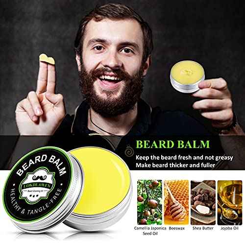 Beard Kit for Men with Beard Wash, Beard Conditioner, Beard Oil, Beard Balm, Brush, Comb, Scissors, Storage Bag, Gifts for Men Dad Husband Boyfriend