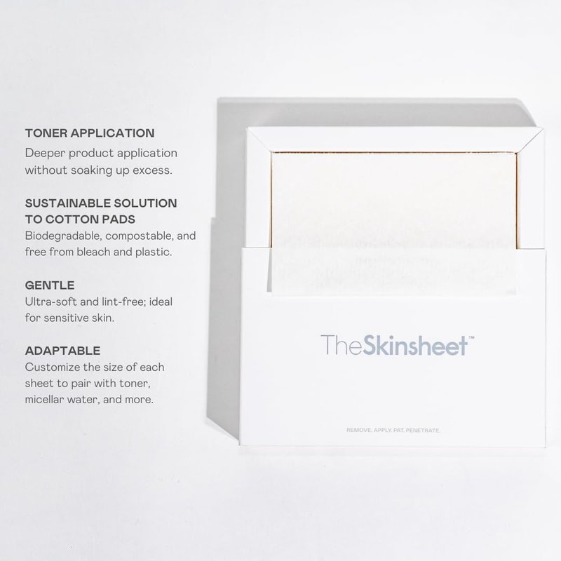 The Skinsheet Multiuse Facial Sheets, Toner Applicator Pads, Dry Toner Pads Lint Free, Dry Wipes, Makeup Remover Cloths Disposable, Face Sheets, Lint-Free, Ultra Soft, Made in USA, 70 Count.