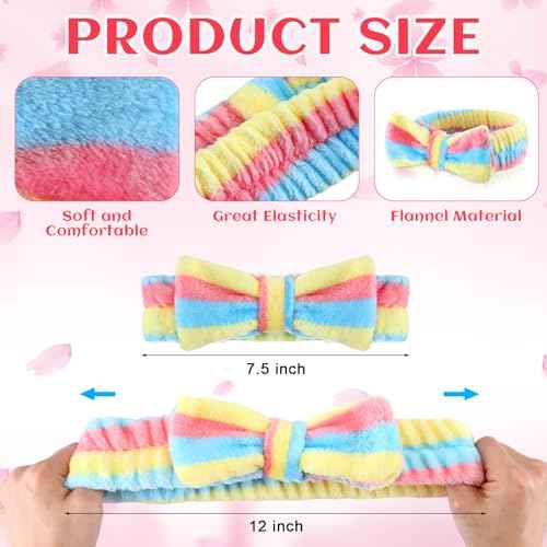 16 Pcs Sleepover Party Supplies 8 Animal Sleep Eye Masks 8 Bow Makeup Headbands Plush Sleeping Eye Mask for Christmas Gift Washing Face Makeup Shower Women