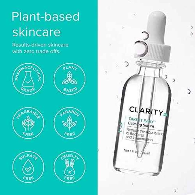 ClarityRx Take It Easy Calming Face Serum, Natural Plant-Based Anti-Redness Treatment for Sensitive Skin & Rosacea