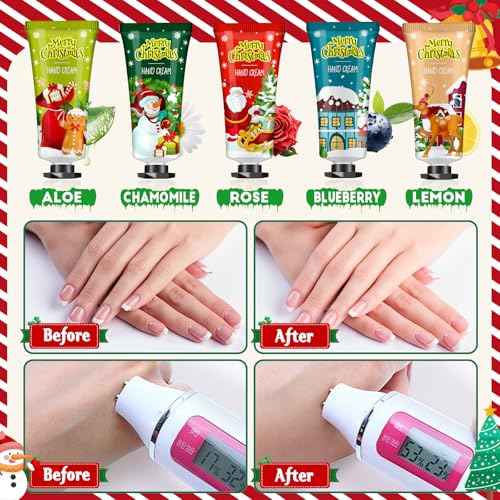 VESPRO 50 Sets Christmas Hand Cream Gift for Women, Hand Lotion for Christmas Party Favors with Christmas Cards and Organza Gift Bags, Christmas Decorations and Stocking Stuffers Gifts for Women