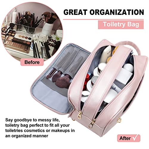 Makeup Bag for Women, Water Resistant Toiletry Bag for Travel Essentials, Dorm Room Essentials for Girl, Toiletry Organizer Dopp Kit for Toiletries Accessories, Mother's Day Graduation Gifts for Her