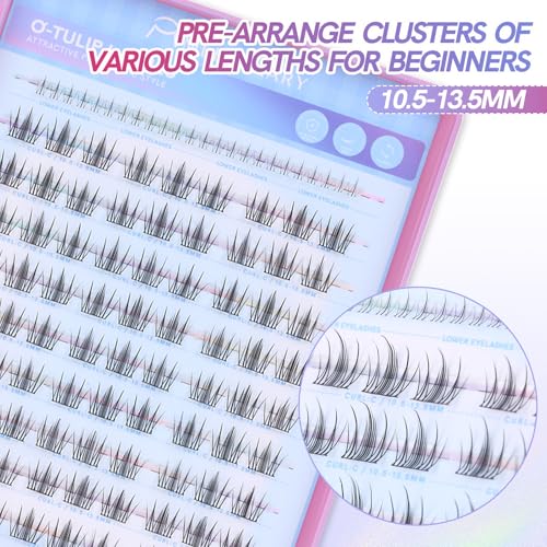Mlen Diary Lash Clusters Natural with Remover, 114 Pcs Wispy DIY Eyelash Extensions Kit, Handmade Lightweight Compact Design,Gift for Beauty Lovers, C Curl