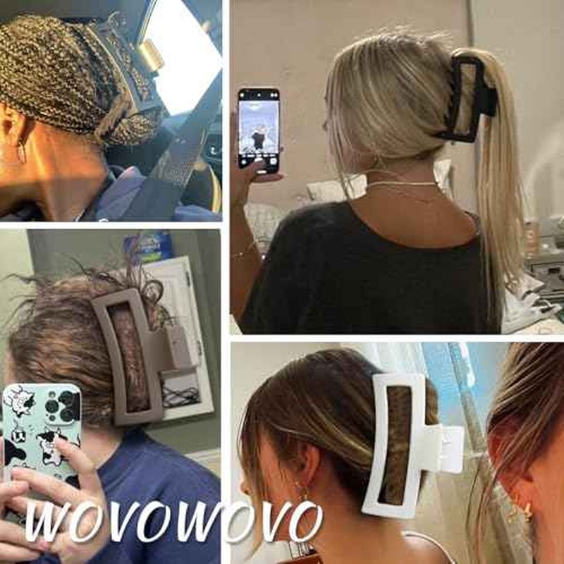 3Pcs Jumbo Hair Claw Clips for Thick Hair, 5 Inches Extra Large Non-Slip Hair Claws Rectangle Hair Clips for Buns Ponytails Strong Hold Hair Accessories for Women Girls
