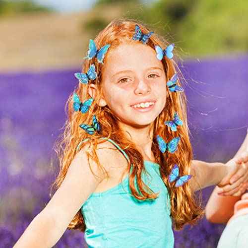 BARTOSI Blue Butterfly Hair Clips Butterfly Hair Clip Cute Butterflies Hair Pins Hair Accessories for Women and Girls (Pack of 20)