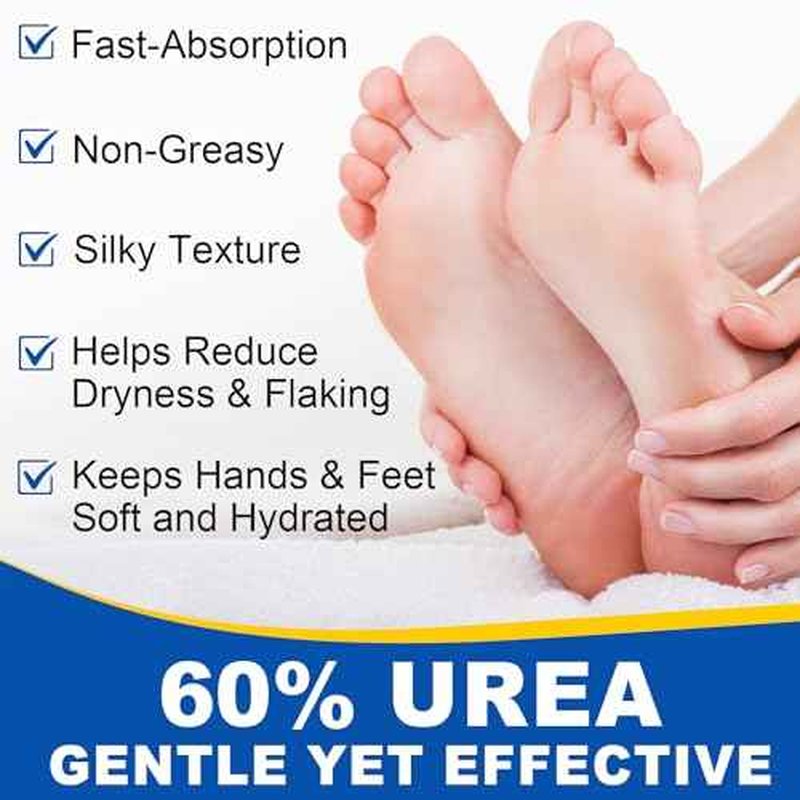 60% Urea Foot Cream, 1.41Fl Oz Foot Cream Maximum Strength Moisturizer for Dry Cracked Heels, Urea Foot Lotion Nourish Cracking Rough Dry Hands/Feet