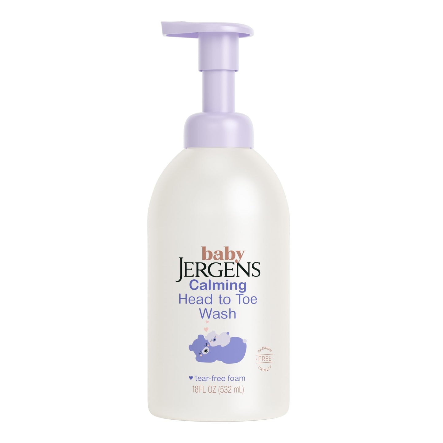 Jergens Baby Calming Head to Toe Foaming Wash, Baby Shampoo and Body Wash, Baby Shampoo Tear Free, Kids Foaming Body Wash, 18 Fl Oz