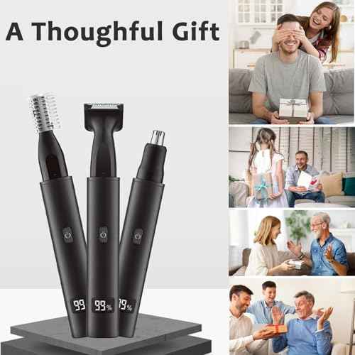 Nose and Ear Hair Trimmer for Men - Rechargeable Eyebrow Face Shaver - Nasal Hair Clippers 3 in 1 Painless Eye Brow Facial Hair Beard Razor for Sideburns Dual-edge Blades 6500 RPM Easy Cleansing