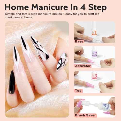 Lavender Violets Dip Powder Liquid Set with Activator, Base Top Coat and Brush Saver 0.5oz/Bot Nail File Necessary Tools for Dipping Powder Acrylic Manicure Pedicure J775