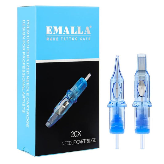Tattoo Cartridges Needles, 20Pcs Tattoo Needles #12 Standard 14 Round Shader with Membrane Disposable Cartridges Tattoo Needles Long Taper for Permanent Makeup Tattoo Supplies (1214RSL)