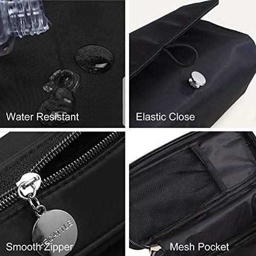 Makeup Brush Bag, Travel Makeup Brush Case Makeup Brush Holder Organizer Cosmetic Bag Portable Roll Up Brush Storage Bag for Makeup Brushes and Cosmetic Essentials (Black)