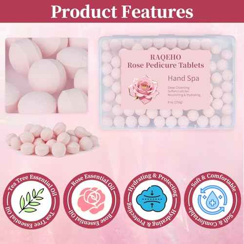 Manicure Spa Balls 8oz -Rose Soak Balls Moisturizing Tablets Cuticle Soften Bombas Efervescentes Para Pedicure Spa Nail Supplies Tools for Hand Soak Pedicure Soak Nail Care Nail Salon£¨80count£©