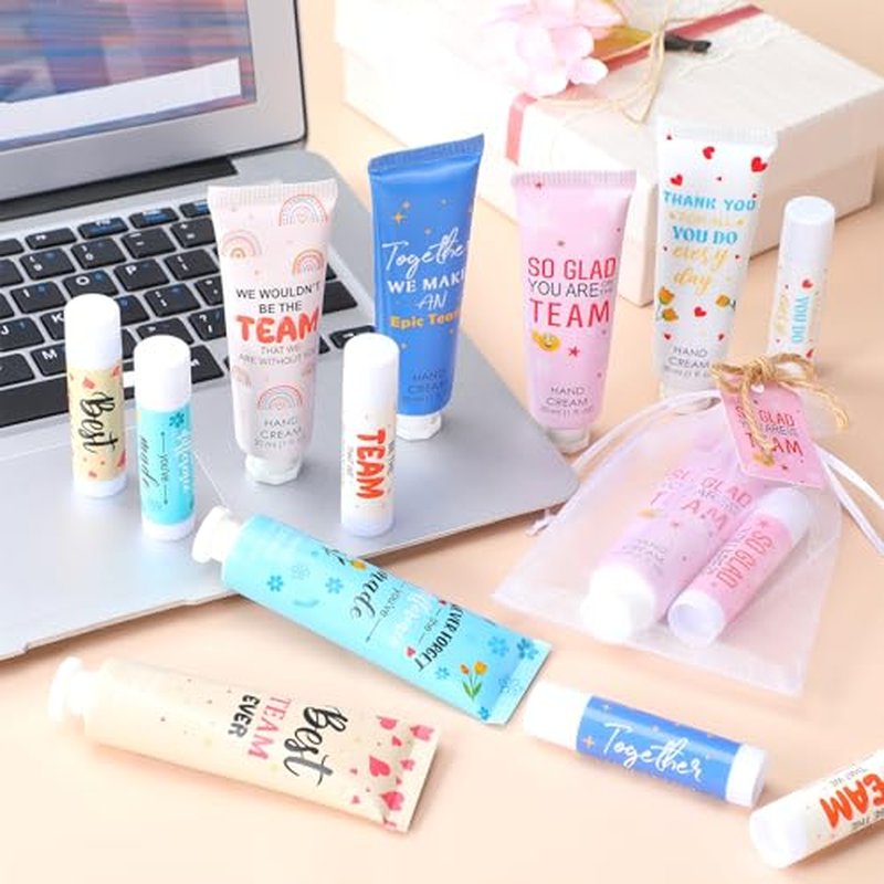 48set/192pcs Best Team Ever Gifts Christmas Bulk Gifts for Coworkers Women Employee Appreciation Gift Christmas Party Favors Xmas Stocking Stuffers Items Travel Hand Lotion and Lip Balm Set