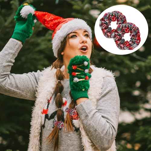 60 Pcs Christmas Scrunchies for Women Christmas Hair Scrunchies Bulk Holiday Scrunchies Velvet Soft Elastic Snowflake Ponytail Holder Plaid Christmas Scrunchie Gift Pack for Women
