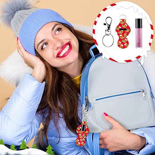 Duufin 24 Pieces Chapstick Holder Keychains Lipstick Holder Keychains