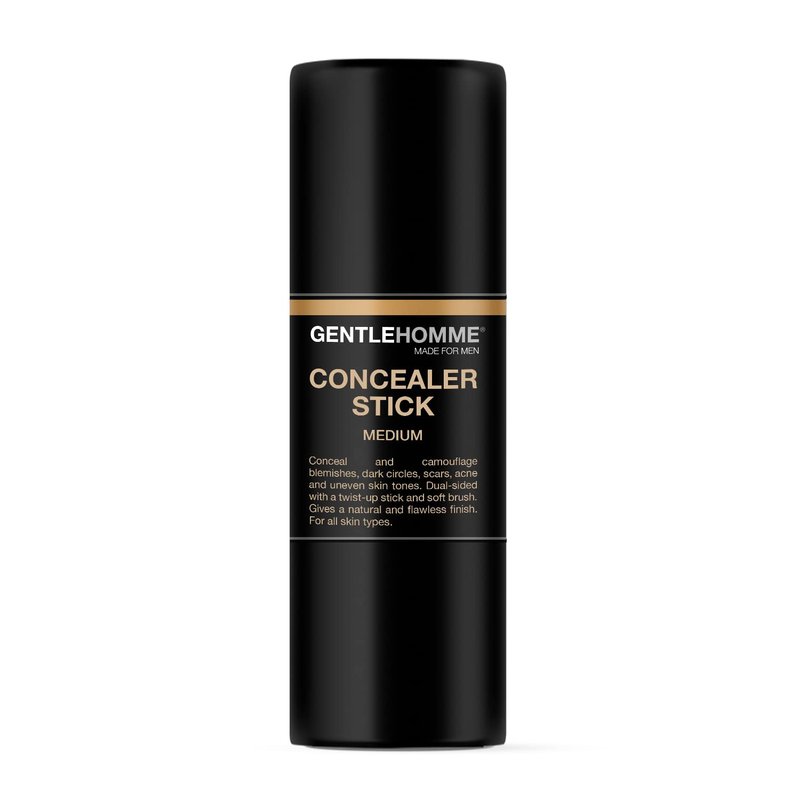 Concealer Stick with Brush for Men - Eraser Dark Circles - Men’s Multi-Use Concealer - Dual Sided Full Coverage with Soft Brush - Buildable Coverage Makeup - All Skin Types - (Medium)