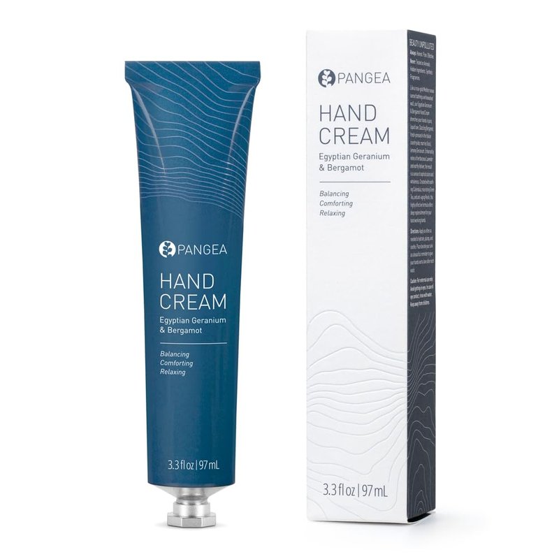 Pangea Organics - Natural Egyptian Geranium + Bergamot Hand Cream | Vegan, Non-Toxic, Fast-Absorbing & Hydrating | Clean Beauty in Sustainable Aluminum Tube (3.3 oz | 97 ml)