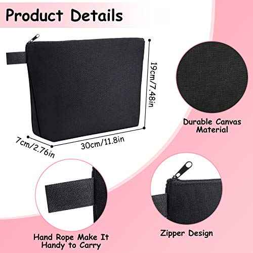 Weewooday 8 Pack Canvas Zipper Pouch Bulk Blank DIY Cosmetic Makeup Bags for Travel Toiletry Organized DIY Craft Coworker Teacher Employee Women Christmas Gifts(11.8 x 7.48 x 2.76 Inches,Black)
