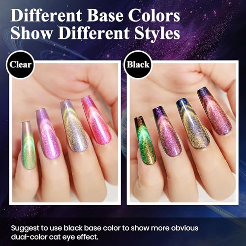 MIZHSE 9D Cat Eye Gel Nail Polish Set, Magnetic Gel Polish 10ml 6 Colors with 2 Magnet Sticks, Chameleon Galaxy Shiny Magic Effect Cateye Nail Polish Soak off Nail Art Gift for Women