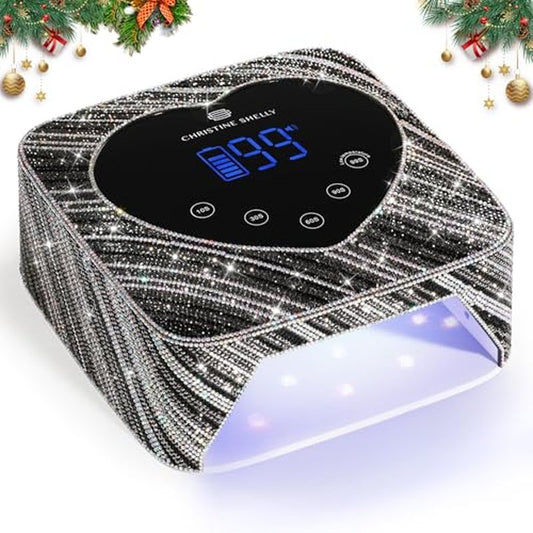 UV LED Nail Lamp 72W Rechargeable Sparkly Nail Dryer Gel Polish Light with 5 Timer Setting Professional Quick Dry Curing Lamp with Display Auto Sensor for Salon & Home, Zebra Diamond