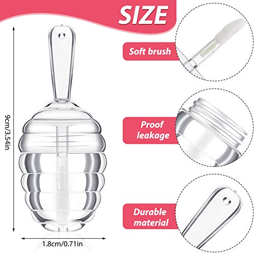 Maitys 18 Pieces Empty Lip Gloss Tubes Honey Pots Shaped Plastic Gloss Container Mini Clear Refillable Lip Balm Bottle Container with 2 Pieces Plastic Funnels for Women DIY Cosmetics, 6 ml