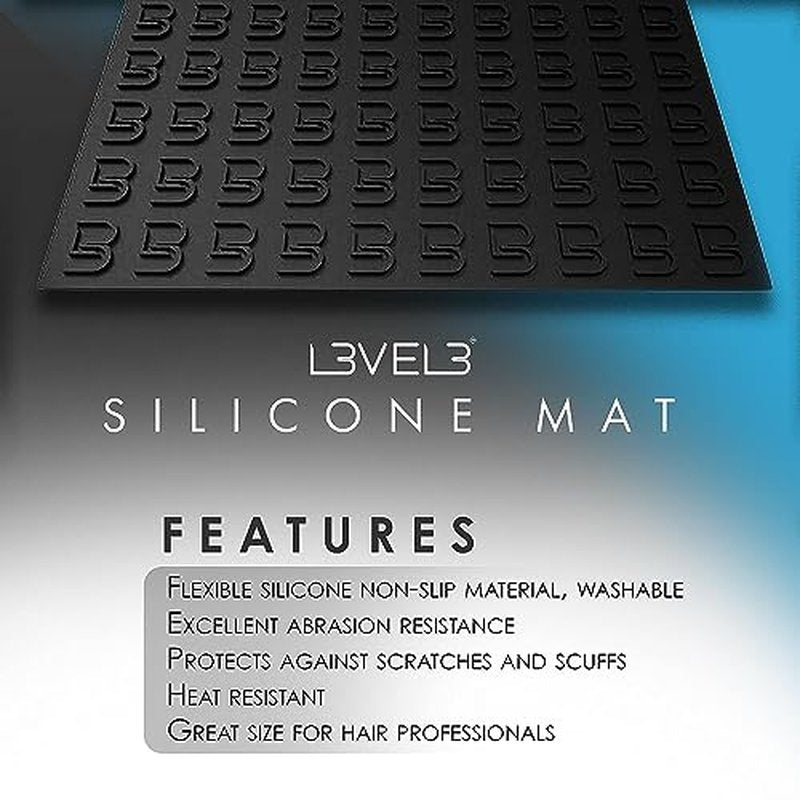Level 3 Silicone Mat - Comfortable and Durable Non-Slip Barber Mat - Protects Against Scratches and Scuffs - Great for Barber and Hair Stylist Working Spaces
