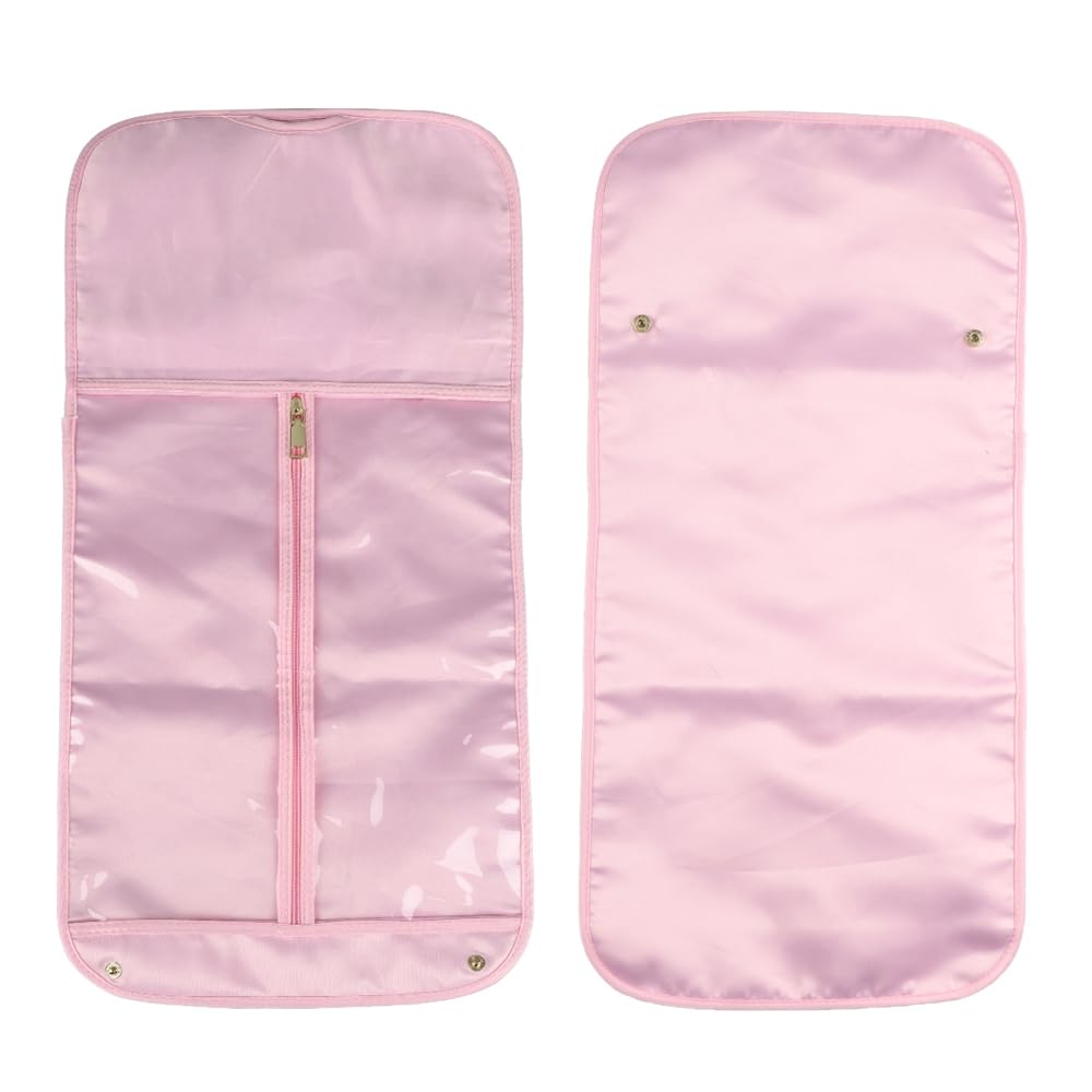 GlamorDove Silk Hair Extension Storage Bag Portable Satin Wig Bags Storage Bags with Hanger for Hairpieces Wooden Hanger Carrier Satin Bags for Wigs Hair Display
