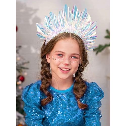 JONKY Light Up Crown Led Birthday Headband Glow Rave Costume Headpiece for Women