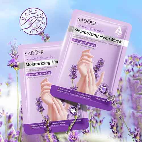 Chicwe 6 Pairs of Hand Masks Moisturizing Glove, Hydrating Hand Masks for Dry Peeling Hands, Exfoliating Collagen Gloves for Smooth Hands (Lavender)