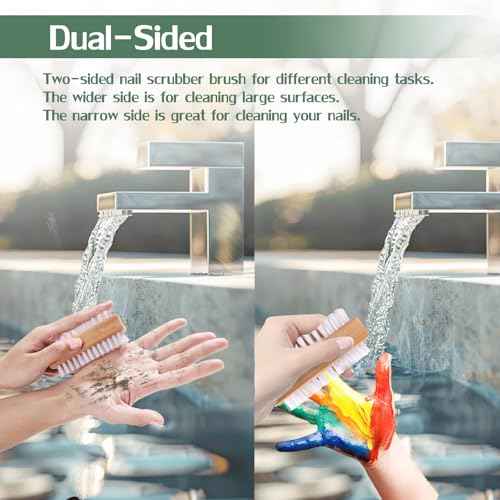 DBEBTOOL Nail Brush Set - 4pcs Two-Side Fingernail Nail Brushes for Cleaning, Wooden Nail Cleaning Brush, Stiff Nail Scrubber Brush for Cleaning Toes and Nails