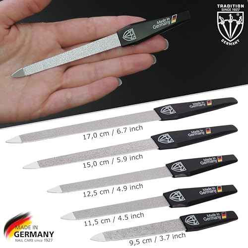 3 Swords Germany - Brand Quality Sapphire Metal Nail File Set (5 pcs.) with 3-Way Nail Buffer (1 pc.), Manicure Pedicure Finger & Toe Nail Care - Made in Solingen Germany (671)