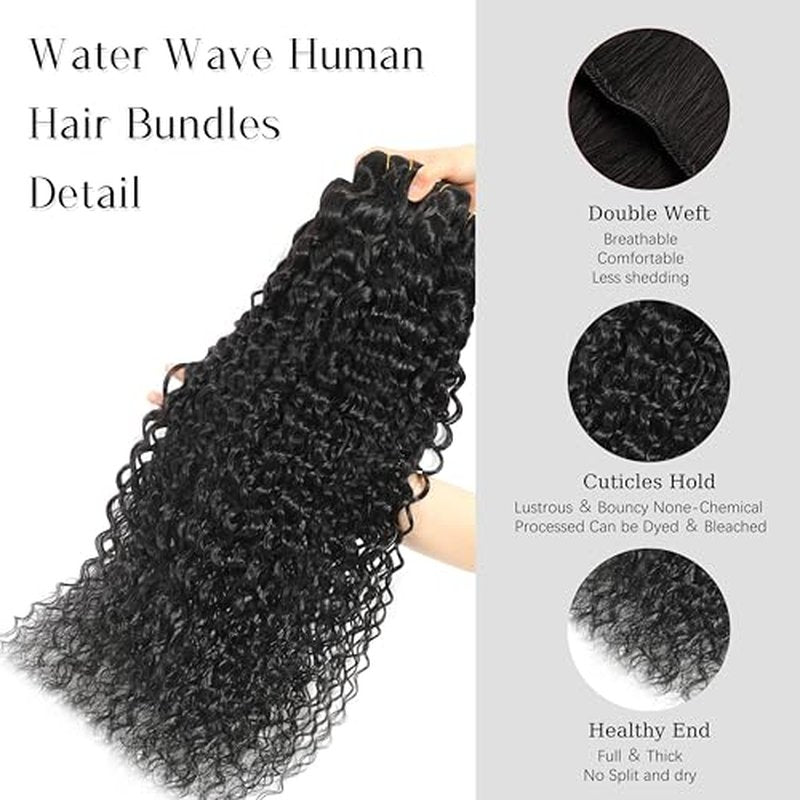 Water Wave Human Hair Bundle 26 Inch 12A Double Silky Soft Weft Curly Bundles Wet And Wavy Braidable Brazilian Hair For Women As Extensions