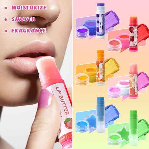 DIY Lip Balm Making Kit Teen Girl Gifts Trendy Stuff Make Your Own Lip Gloss Set with Natural Beeswax, Shea Butter,Sweet Almond Oil,24 PCS Lip Blam Containers