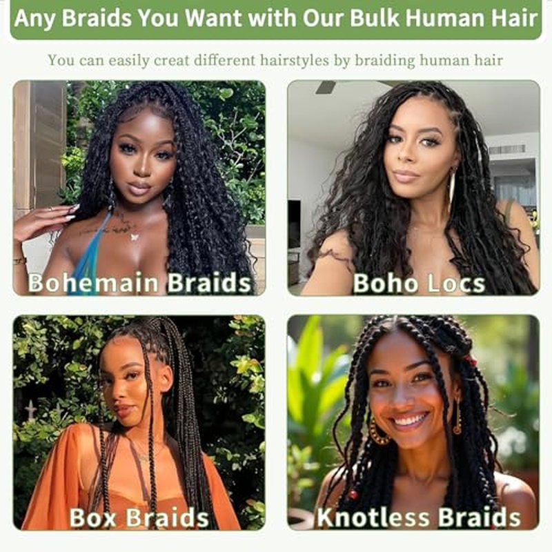 Human Braiding Hair for Boho Braids 120g 12A Deep Water Wave Bulk Human Hair Knotless Boho Braiding Curly 100% Virgin No Weft Extensions Bohemian Braids 3 Bundles/Pack Burgundy 20 Inch