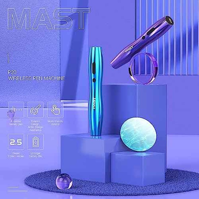 Mast Tattoo Kit, P20 Wireless Tattoo Pen Machine Gun Kit, The Slim Tattoo Pen with Digital Display Chargeble Battery, Pro Tattoo Needles Cartridges Black Ink for Women