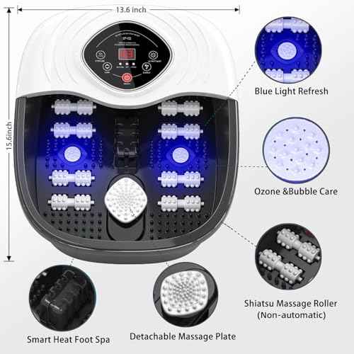 closewave Foot Spa Bath Massager with Heat, UV & Ozone Bubbles,Shiatsu Rollers Epsom Salt Temperature Control, Relieves Stress and Feet Pain - Home Pedicure Soaking Tub Gift for Women/Men, Mom/Dad