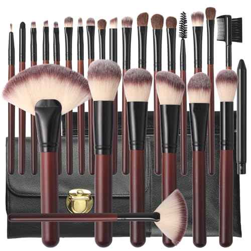 Makeup Brush Set Professional 26-Piece Makeup Brushes Set Premium Synthetic Foundation Powder Concealer Blush Eyeshadow Contour Makeup Brush Set with 2 Brush Bags