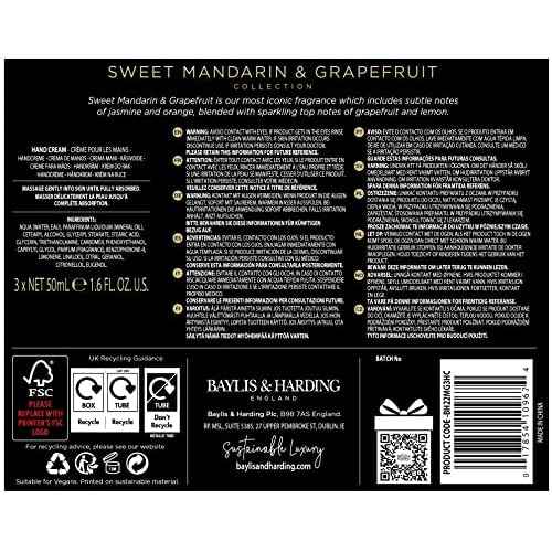 Baylis & Harding Gift Set for Women - Hand & Skincare - Sweet Mandarin & Grapefruit Indulgent - 3-Pack