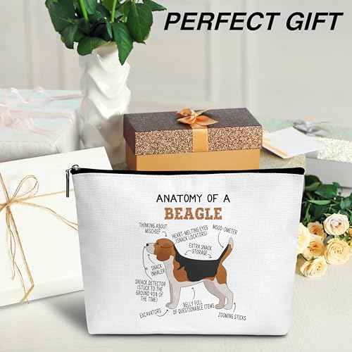 Beagle Lover Gift Anatomy Of A Beagle Makeup Bag Dog Lover Gifts Birthday Christmas Graduation Gifts for Animal Lover Dog Lover Woman Girl Mom Daughter Travel Bag-A03