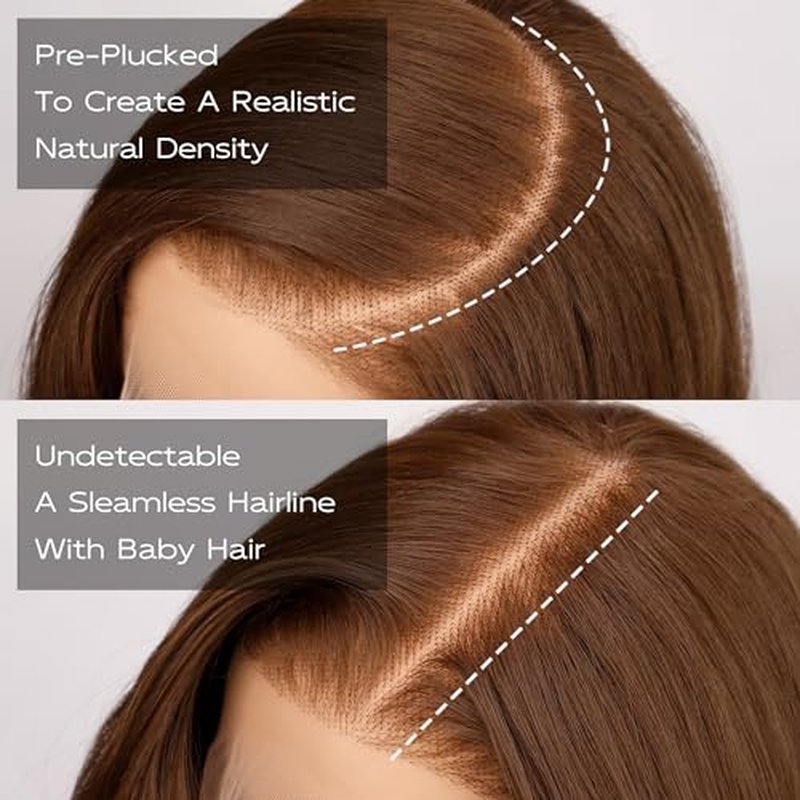 BLL Chocolate Brown Lace Front Wig, Synthetic 13x6 HD Lace Front Wigs Body Wave Glueless Brown Pre-Plucked Natural Density Free Part Lace Front Wig