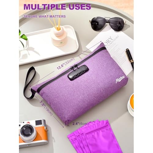 Storage Bag with Combination Lock 12.6"x7.5" Large Storage Container Medicine Lock Bag Money Organizer Travel Storage Case