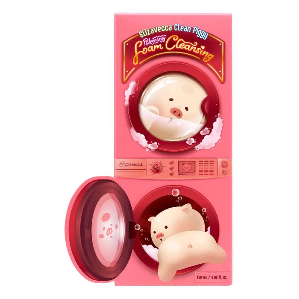 Elizavecca Clean Piggy Pink Energy Foam Cleansing 120ml/4.06 - Wash Off Face Wash/Wash off/Facial Cleanser for Oily Skin/Daily Face Wash review/Removes Make-Up