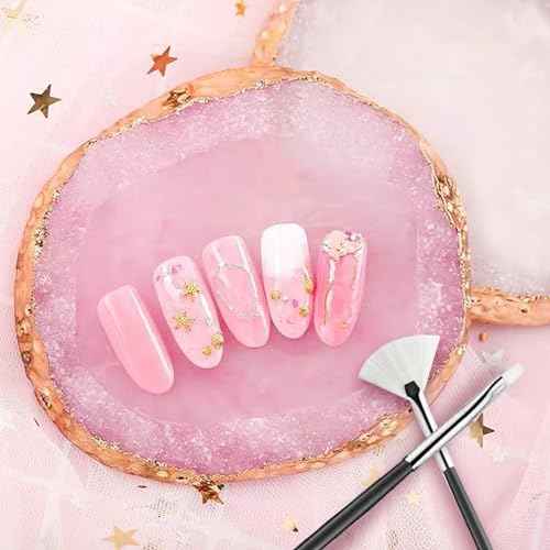 Nail Art Tools 22-piece Set, Resin Nail Art Palette, 2-way Acrylic Silicone Engraving Pen Dotting Pen Tools Nail Art Kit for Nail Art DIY Home Salon Makeup Display Board, pink
