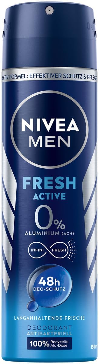 NIVEA Men Fresh Active Deodorant Spray 6 x 150 ml Pack of 6